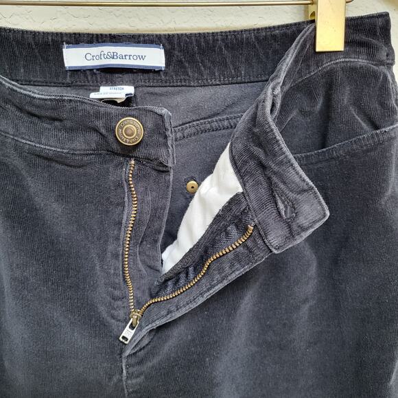 Croft & Barrow Black Corduroy Straight Leg Pants Womens 14 Average Stretch 34x29 - Picture 5 of 10